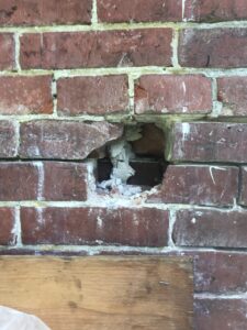 July 15, 2025 - Hole on east side includes repair from the inside